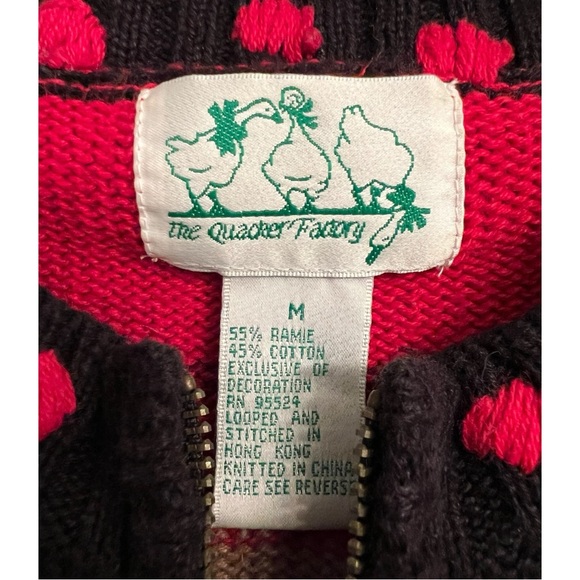 Vintage Quacker Factory Farmhouse Barn Animals Zippered Cardigan Sweater Medium - Picture 6 of 7